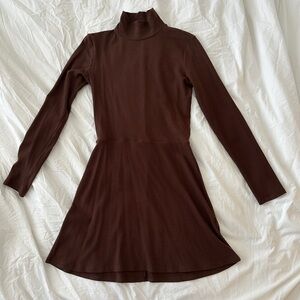 Reformation Maya Knit Turtleneck Mini Dress - Brown